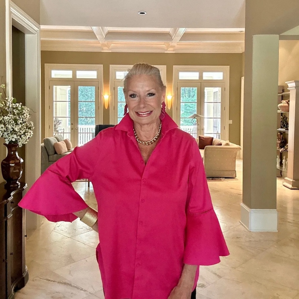 Chico's Hot Pink Button-Down Shirt with Flared Sleeves